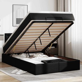 Estrutura de cama otomana com colchão 120x200 cm preta