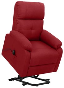 vidaXL Poltrona elevatória tecido vermelho tinto