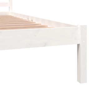 Estrutura de cama casal 135x190 cm pinho maciço branco