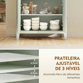 Aparador com Gaveta e Armário de 2 Níveis com Prateleira Ajustável Base Elevada e Amplo Tampo 80x40x90 cm Verde Claro