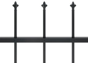 Cerca de jardim com topo em lanças 6,8x1,5 m aço preto