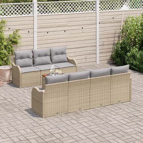 Conjunto de Sofá de Jardim vidaXL 8 Peças com Almofadas Bege Rattan de