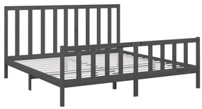 Estrutura de cama 200x200 cm madeira de pinho maciça cinzento