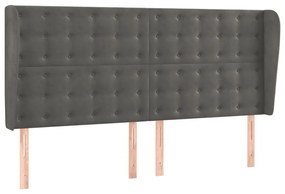 Cama box spring c/ colchão/LED 180x200cm veludo cinzento-escuro