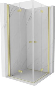 Mexen Mist-F Duo cabine de duche dobrável 90 x 90 cm, transparente, ouro escovado - 8A6-090L-090P-55-00