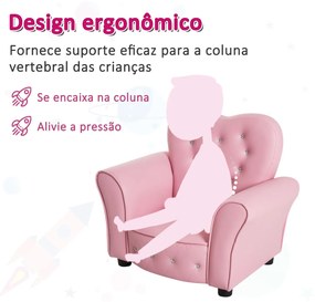 Sofá Infantil para Crianças em Forma de Coração com Assento Apoio para os Braços Acolchoados Encosto Alto 59x41,5x49cm Rosa