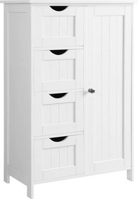 Armário de casa de banho estreito com 4 gavetas 30 x 55 x 82 cm Branco