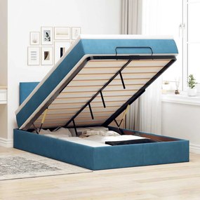 Estrutura de cama otomana colchão 120x200 cm veludo azul escuro
