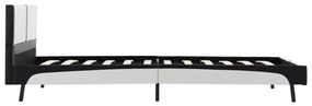 Estrutura de cama 90x200 cm couro artificial preto e branco