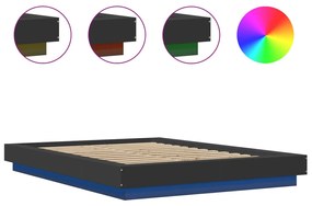 Estrutura cama c/ luzes LED 120x190 cm derivados madeira preto