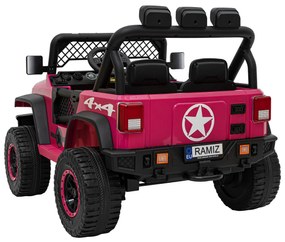 Jipe elétrico para Crianças 24V 2x200W 2 Lugares Geoland Power Rodas de EVA, Assento de couro Rosa