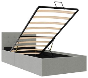 Cama hidráulica arrumação 90x200cm tecido cinza-claro