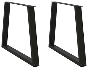 Mesa de jantar pernas 2pcs forma de V 100x(72-73,3)cm aço preto