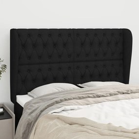 Cabeceira de cama c/ abas tecido 163x23x118/128 cm preto