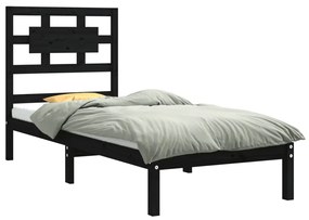 Estrutura cama pequena solteiro 75x190 cm madeira maciça preto