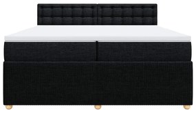Cama com molas/colchão 200x200 cm tecido preto