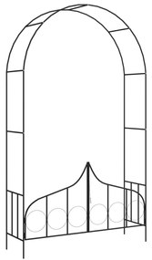 Arco de jardim com portão 138x40x238 cm ferro preto