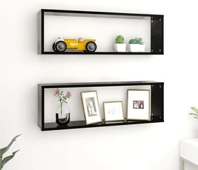 Estantes parede cúbicas 2 pcs deriv. madeira 80x15x26,5cm preto