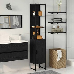 vidaXL Armário de Banheiro com porta Carvalho preto 33 x 33 x 185.5 cm