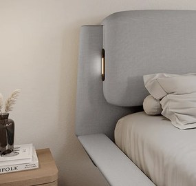 Cama de Casal Flutuante "Beatrice" em Cinzento - 150x190 cm – Design M