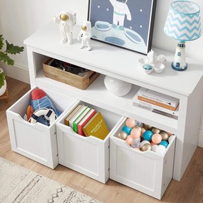 Armário de brinquedos para quarto de criança 102 x 30 x 60 cm branco