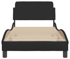 Estrutura cama c/ cabeceira sem colchão tecido 90x190 cm preto