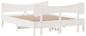 Cama sem colchão 160x200 cm madeira de pinho maciça branco