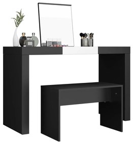 Banco de toucador 70x35x45 cm derivados de madeira preto