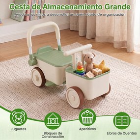 Andador Infantil 3 em 1, 67,5 x 28 x 35 cm, Pega Dobrável, Verde