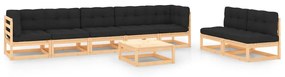 vidaXL 8 pcs conjunto lounge de jardim c/ almofadões pinho maciço