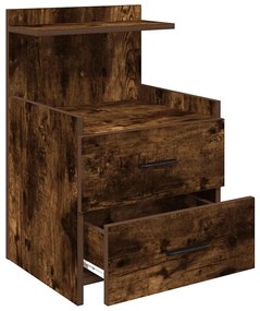 Mesa de cabeceira com 2 gavetas carvalho fumado 40x36,5x62 cm
