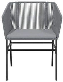 Conjunto jantar jardim 5 peças almofadas vidro vime cinzento PE