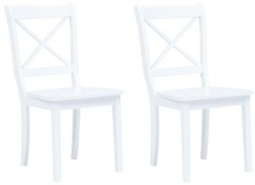 Cadeiras de jantar 2 pcs seringueira maciça branco