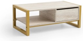 Mesa de Centro Haldizen – Travertino Dourado – 105x40x55 cm