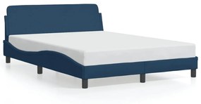 Estrutura de cama c/ cabeceira 140x190 cm tecido azul