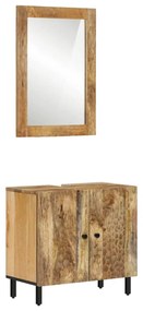 vidaXL 2 pcs conj. móveis de casa de banho madeira de mangueira maciça