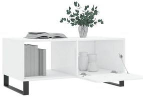 Mesa de centro 90x50x40 cm madeira processada branco brilhante
