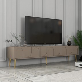 Móvel de TV "Lyon" – Taupe e Dourado – 180x43x35 cm – Design Elegante