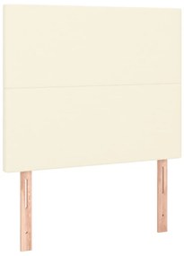 Estrutura de cama c/ cabeceira couro artificial 90x200 cm creme