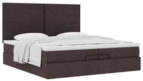 Estrutura de cama otomana com colchões tecido castanho escuro