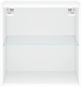 Mesas de cabeceira de parede com luzes LED 2 pcs branco
