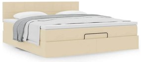 Estrutura de cama otomana com colchão tecido creme 160x200cm