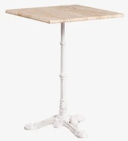 Mesa De Bar Quadrada Em Pedra Natural Azteca 60 X 60 Cm & Travertino - Branco Glacial - Sklum