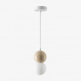 Luminária De Teto Em Travertino Com Bola De Cristal Davise Branco - Sklum