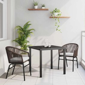 vidaXL Conjunto de Jantar para Jardim em Rattan Poliéster Marrom com 3 Peças