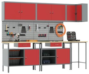 Conjunto de Mesa para Guardar Ferramentas de 10 Peças vidaXL Vermelho