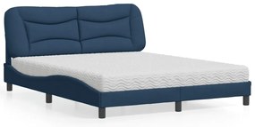 Cama com colchão 160x200 cm tecido azul