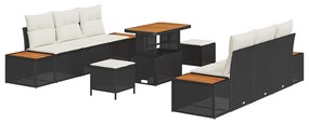 Conjunto de Sofá de Jardim vidaXL 9 Peças com Almofadas Rattan Poli Pr