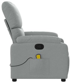 Poltrona de massagens reclinável tecido cinzento-claro