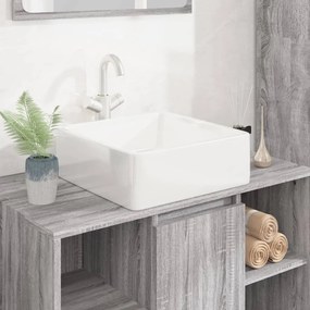 vidaXL Lavatório quadrado 37x37x13 cm cerâmica branco